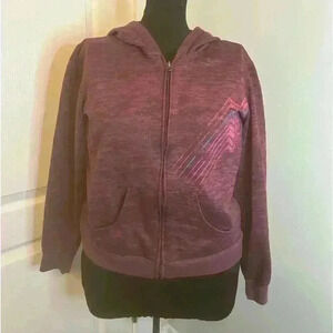 Mossimo Supply Co‎ Women’s M Heather Plum Short Waist Full Zip Graphic Hoodie